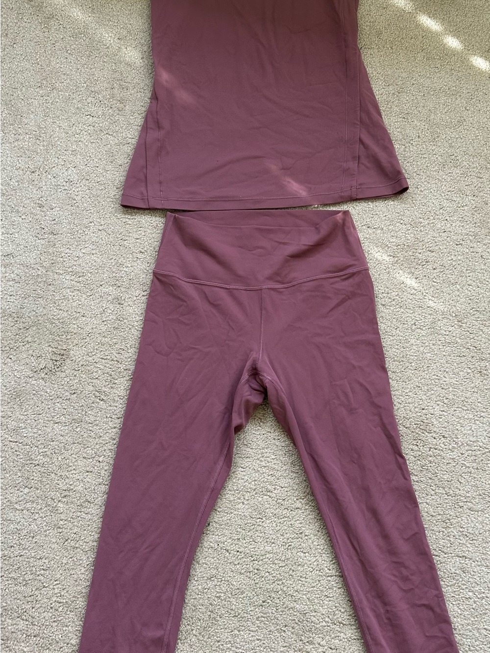 Athleta Mauve High-Rise Leggings and matching tank